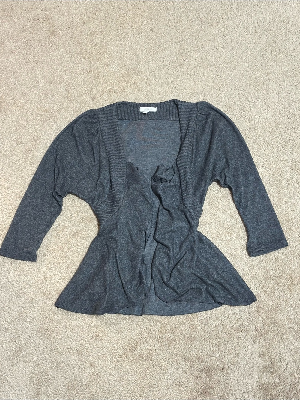 dELiA*s Gray Soft Open-Front Ribbed Cardigan Sweater Women’s SIZE L
